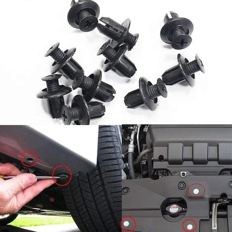 HE26 100-Piece Universal Automotive Expansion Screw Clip Set, Suitable for Mudguards, Fenders, Door Panels, and Other Car Components. Includes Models C05, C20, C32, B01, D02, and A16. Car Accessories.