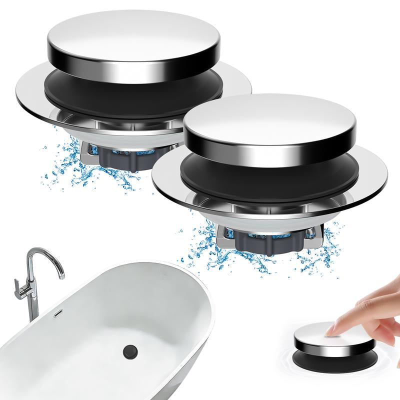 Hibbent Bathtub Drain Stopper, Bathroom Drain Stopper with Hair Catcher, Bath Tub Drain Strainer Plug and Cover