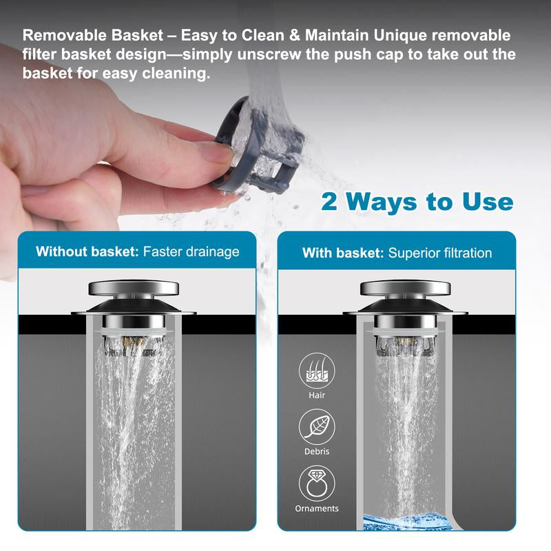 Hibbent Bathtub Drain Stopper, Bathroom Drain Stopper with Hair Catcher, Bath Tub Drain Strainer Plug and Cover