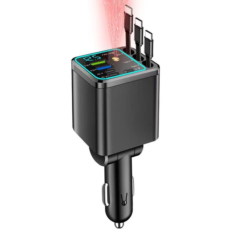 8-In-1 Ultimate Car Charger! Level up Your Drive with 60W Starlight Projection, Retractable Cables for Zero Mess, and 3.1A Fast Charging. Real-Time Voltage Monitoring Keeps Your Ride Safe. Must-Have Car Gadget for 2026!