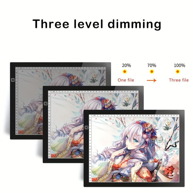 Portable Diamond Painting A2 Light Board LED Acrylic 3-Level Dimming Pad for Calligraphy Anime Painting Sketching DIY Art Non-Rechargeable Slim Design Halloween Christmas Birthday