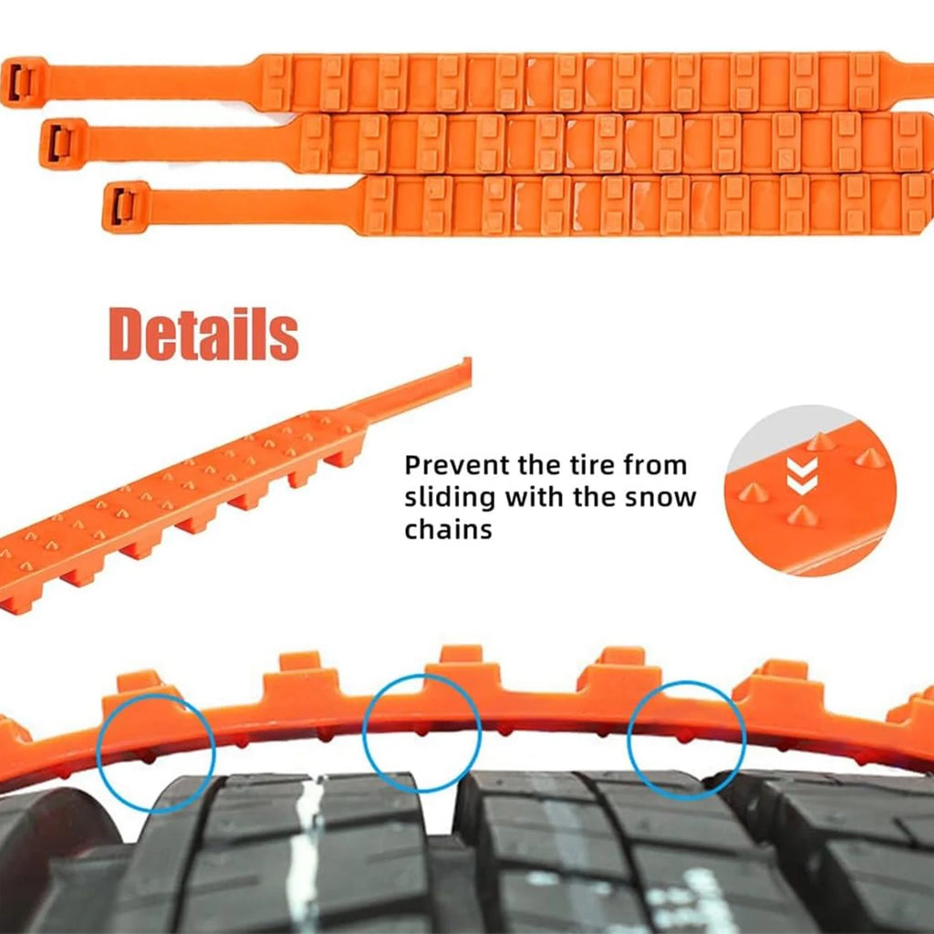 Universal Anti-Skid Snow Tire Chains for Cars Suvs Trucks, Tire Zip Ties for Snow and Ice, Winter Traction Snow Tire Straps, Fit 145–295Mm Tires