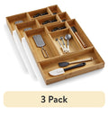 (3 Pack)  Bamboo Drawer Organizer 5Pc Set, 17.9Wx 14.96Dx1.97H In, Natural Bamboo Color