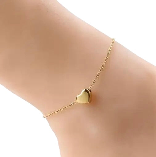 Waterproof Puffed Heart Anklet