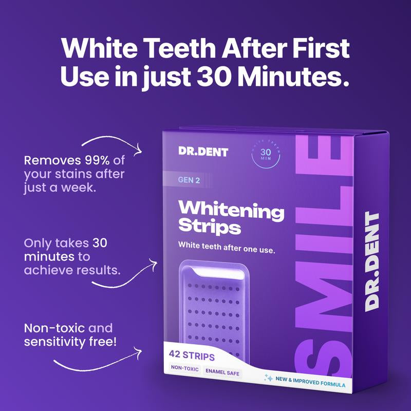DRDENT Purple Teeth Whitening Strips - 21 Sessions of Enamel-Safe, Non-Sensitive, Peroxide-Free Whitening!