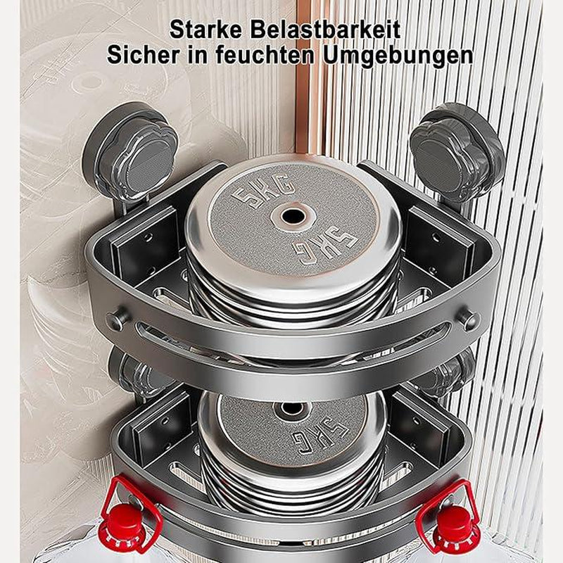 3-Pack Gun Gray Plastic Triangle Suction Cup Shower Caddy 3-Tier Corner Shelves No Drilling Bathroom Storage Rack 40Lbs Load Capacity