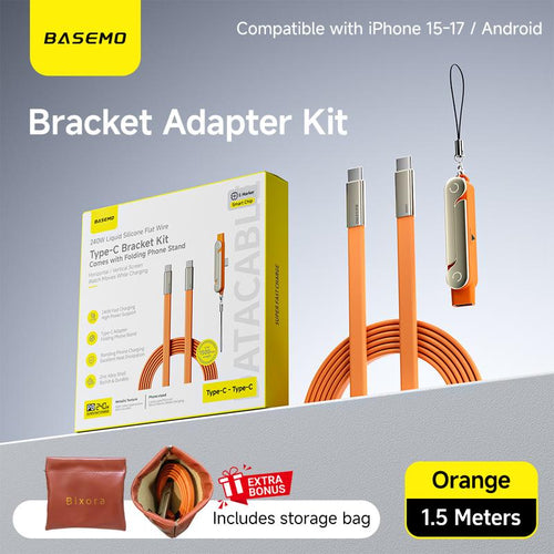 240W Super Fast Charging Silicone Data Cord | Detachable Phone Stand (Landscape/Portrait) | for TV Shows, Short Videos, Mobile Gaming, Sports Matches, Video Calls, Meetings | Fits Iphone Samsung Huawei | Indoor & Outdoor Use Charger Portable Chargers