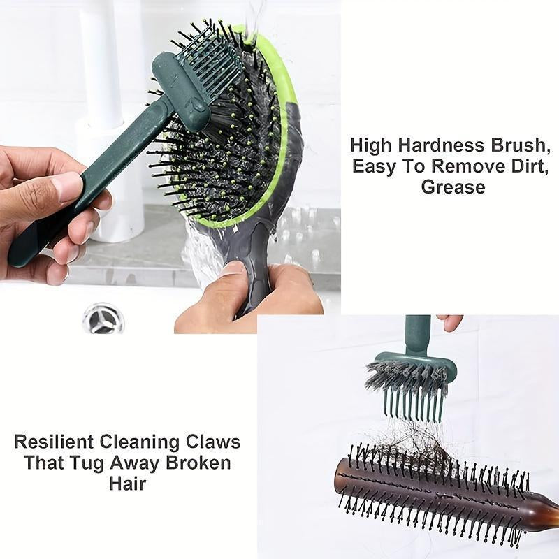 Ultimate Comb & Hairbrush Cleaner Set - 2 Dual-Tool Rake/Bristle Brushes for Effortless Hair & Dust Removal - Portable & Reusable for Home or Professional Use