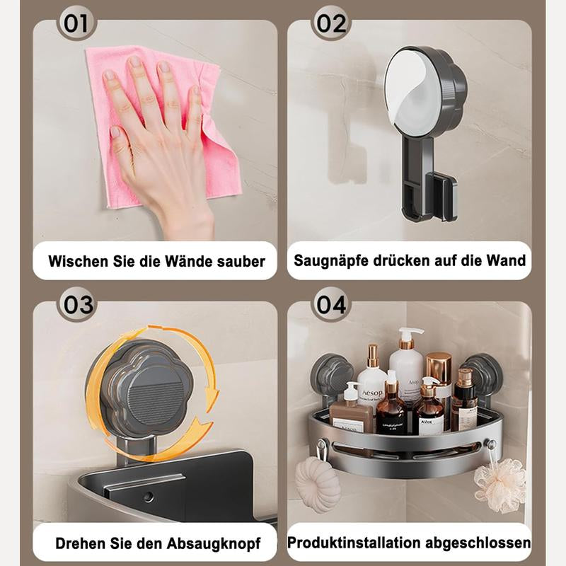 3-Pack Gun Gray Plastic Triangle Suction Cup Shower Caddy 3-Tier Corner Shelves No Drilling Bathroom Storage Rack 40Lbs Load Capacity