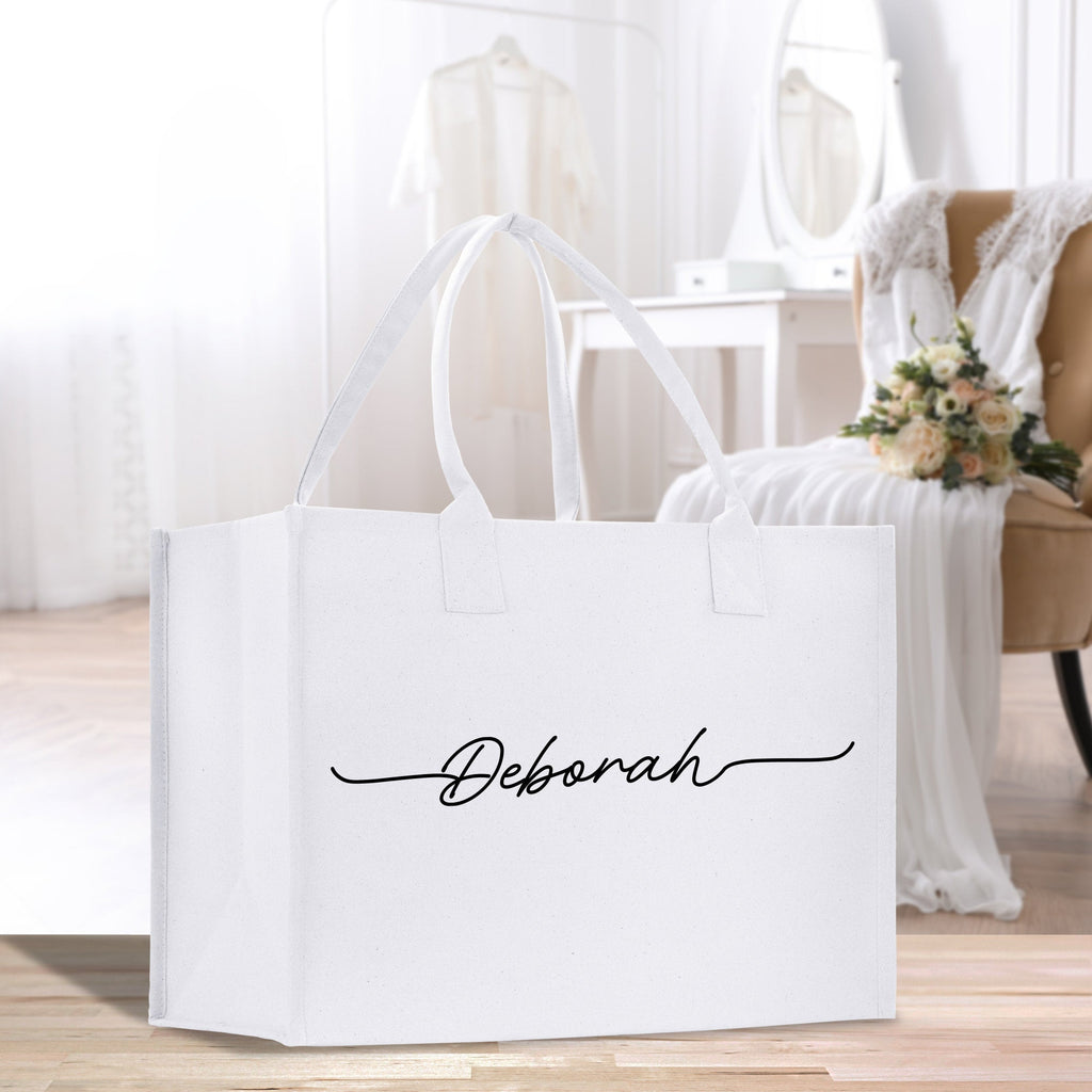 Personalized Name Wedding Cotton Canvas Tote Bag Bridal Shower Gift Custom Honeymoon Gift Customized Wedding Gift Bridesmaid Gift
